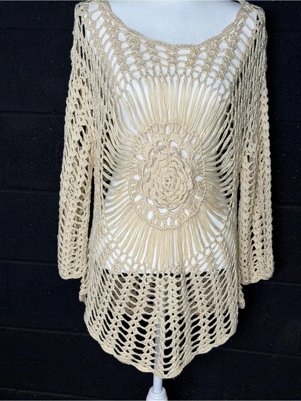 Gorgeous Crochet Swim Cover-Up Tunic Style  - natural boho look